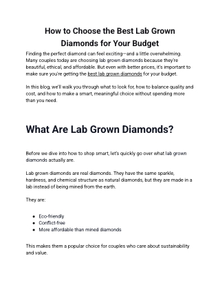 How to Choose the Best Lab Grown Diamonds for Your Budget