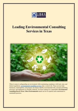 Leading Environmental Consulting Services in Texas