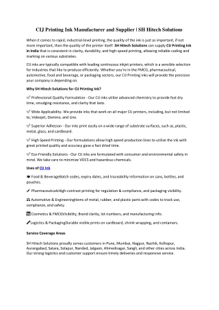 CIJ Printing Ink Manufacturer and Supplier