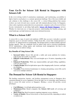 Your Go-To for Scissor Lift Rental in Singapore with Scissors Lift