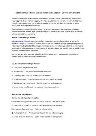 Domino Inkjet Printer Manufacturer and Supplier