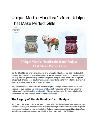 Unique Marble Handicrafts from Udaipur That Make Perfect Gifts