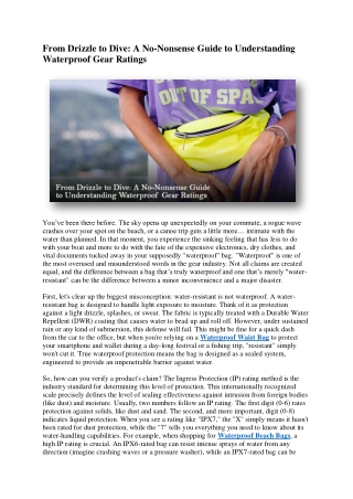 From Drizzle to Dive A No-Nonsense Guide to Understanding Waterproof Gear Ratings