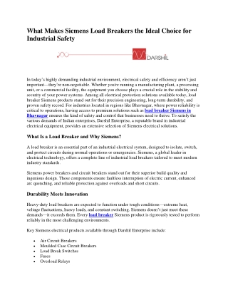 What Makes Siemens Load Breakers the Ideal Choice for Industrial Safety