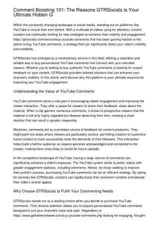 Comment Boosting 101: The Reasons GTRSocials is Your Ultimate Hidden G