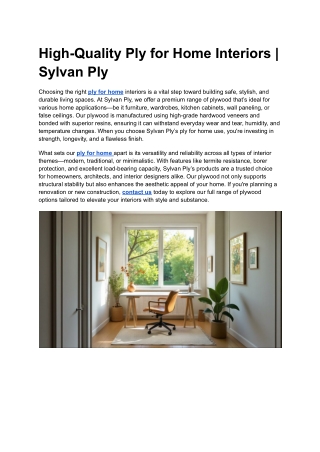 High-Quality Ply for Home Interiors _ Sylvan Ply