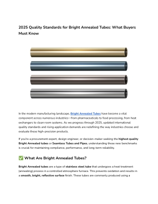 2025 Quality Standards for Bright Annealed Tubes_ What Buyers Must Know