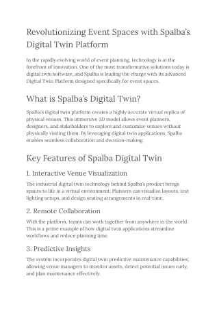 Revolutionizing Event Spaces with Spalba’s Digital Twin Platform