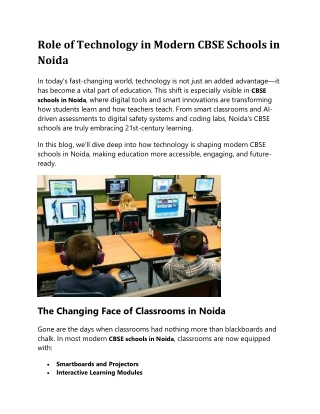 Role of Technology in Modern CBSE Schools in Noida