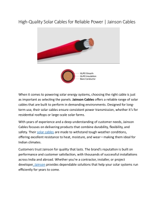 jainson Solar Cables