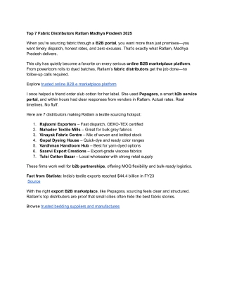 Top 7 Fabric Distributors Ratlam Madhya Pradesh 2025