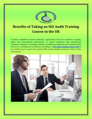 Benefits of Taking an ISO Audit Training Course in the UK