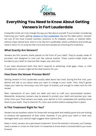 Everything You Need to Know About Getting Veneers in Fort Lauderdale