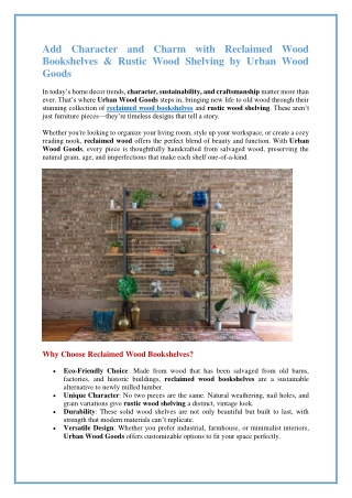 Rustic Wood Shelving – Functional Decor with Character: Urban Wood Goods