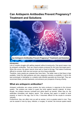 Can Antisperm Antibodies Prevent Pregnancy_ Treatment and Solutions