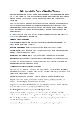 Why Linen is the Fabric of Working Women