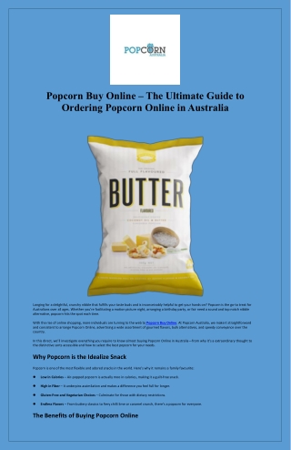 Popcorn Buy Online – The Ultimate Guide to Ordering Popcorn Online in Australia