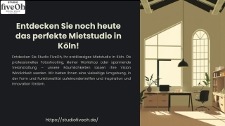 Entdecken Sie noch heute das perfekte Mietstudio in Köln!