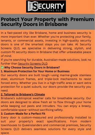 Protect Your Property with Premium Security Doors in Brisbane