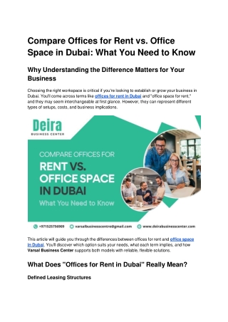 Compare Offices for Rent vs