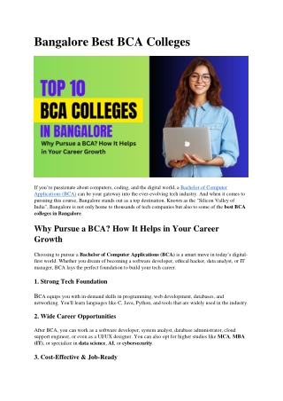 Bangalore Best BCA Colleges