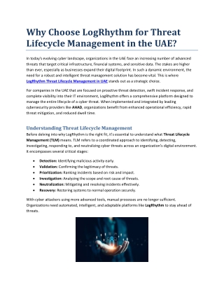 Why Choose LogRhythm for Threat Lifecycle Management in the UAE
