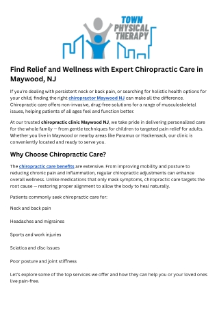 Back Pain Chiropractor Maywood