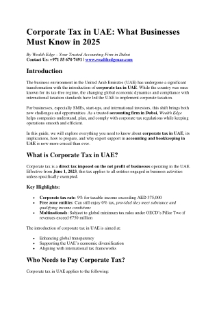 Corporate Tax in dubai, uae