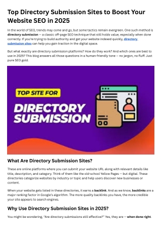 Directory Submission Sites