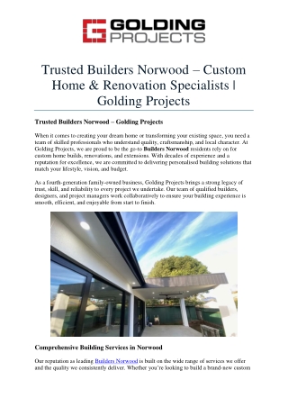 Expert House Renovations Adelaide Transform Your Home with Golding Projects
