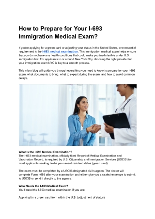How Do You Prepare for the I-693 Medical Exam?