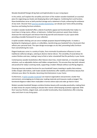 Wooden Bookshelf Designs Bring Style and Sophistication to your Living Space