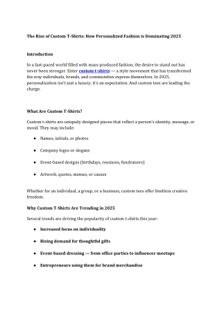 The Rise of Custom T-Shirts How Personalized Fashion is Dominating 2025