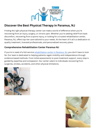 Physical Therapy Services Paramus Nj