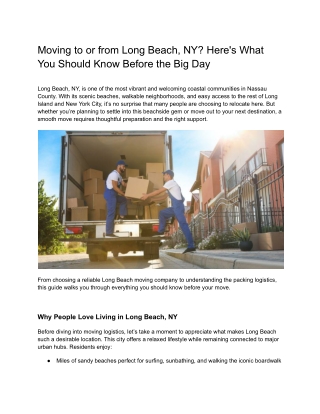 Moving to or from Long Beach, NY_ Here's What You Should Know Before the Big Day