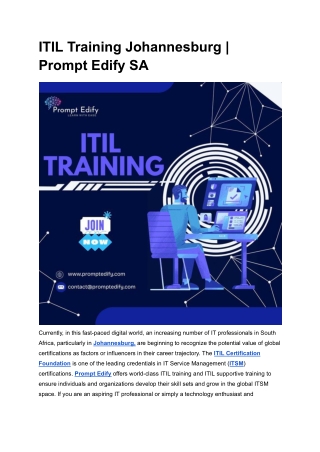 ITIL Training Johannesburg _ Prompt Edify SA