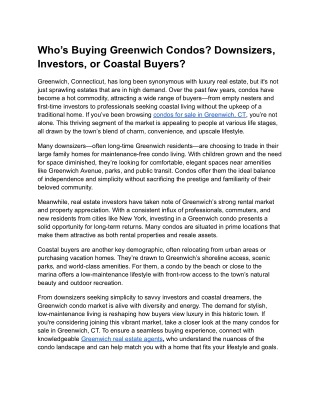 Who’s Buying Greenwich Condos_ Downsizers, Investors, or Coastal Buyers_