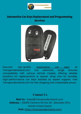 Automotive Car Keys Replacement and Programming Services