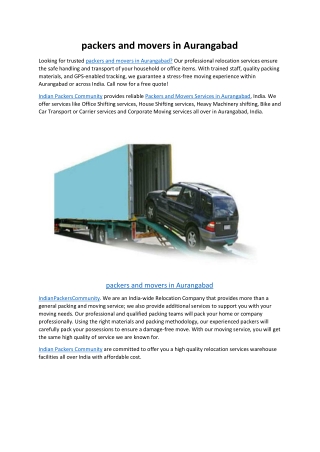 packers and movers in Aurangabad