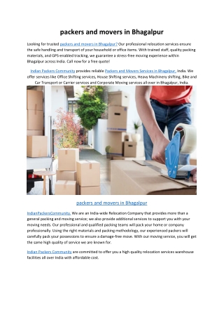 packers and movers in Bhagalpur