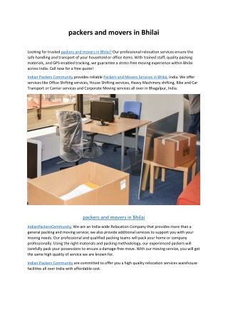 packers and movers in Bhilai