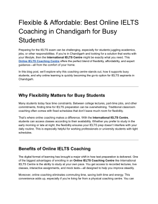 Flexible & Affordable_ Best Online IELTS Coaching in Chandigarh for Busy Students