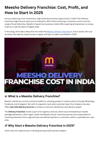 Meesho Delivery Franchise