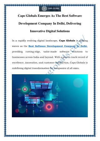 Top Software Development Company in Delhi | Caps Globals