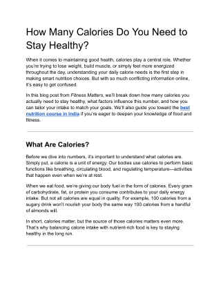 How Many Calories Do You Need to Stay Healthy