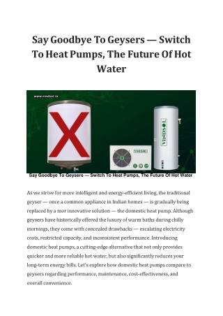 Say Goodbye To Geysers — Switch To Heat Pumps, The Future Of Hot Water