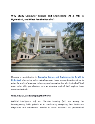 Why Study Computer Science and Engineering (AI & ML) in Hyderabad?