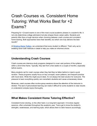 Crash Courses vs. Consistent Home Tutoring_ What Works Best for  2 Exams