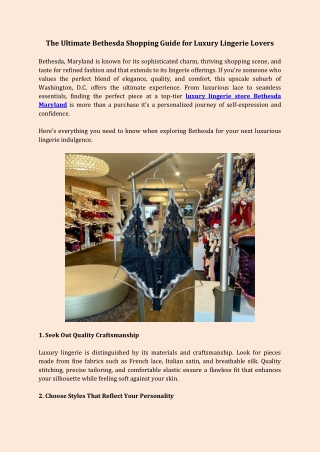 The Ultimate Bethesda Shopping Guide for Luxury Lingerie Lovers