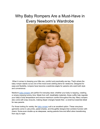 Why Baby Rompers Are a Must-Have in Every Newborn’s Wardrobe